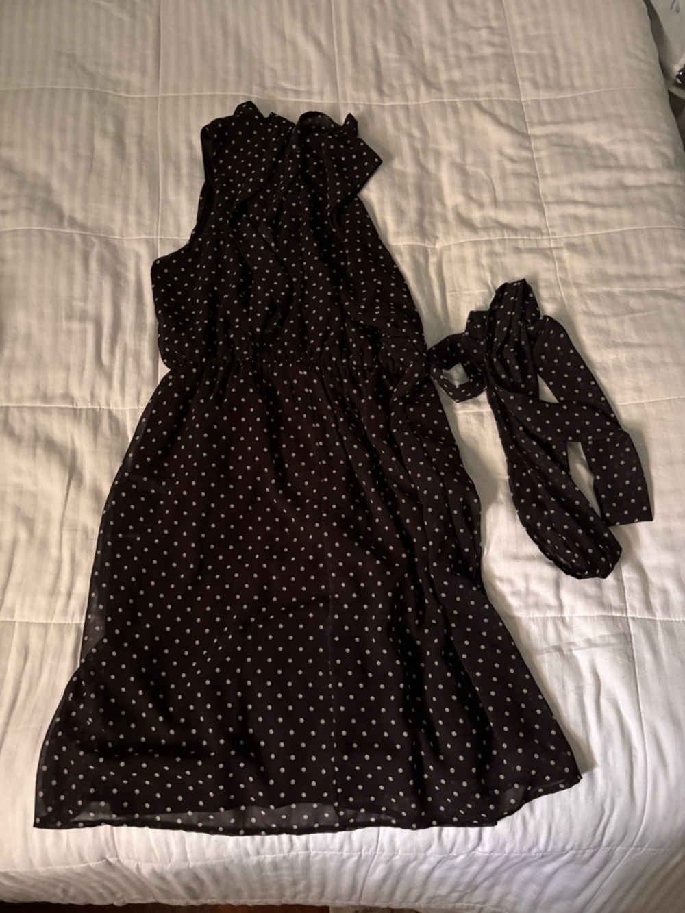 New York & Company Black Polka Dot Dress